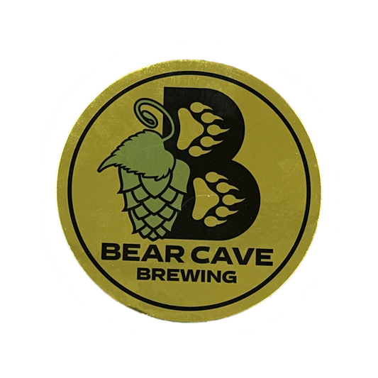 Bear Cave Brewery Metallic Gold Sticker