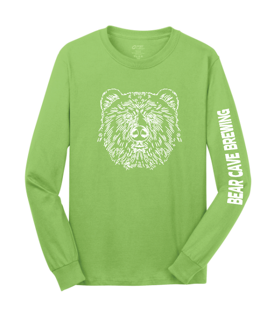 Bear Cave Long Sleeve Unisex Hop Green T-Shirt